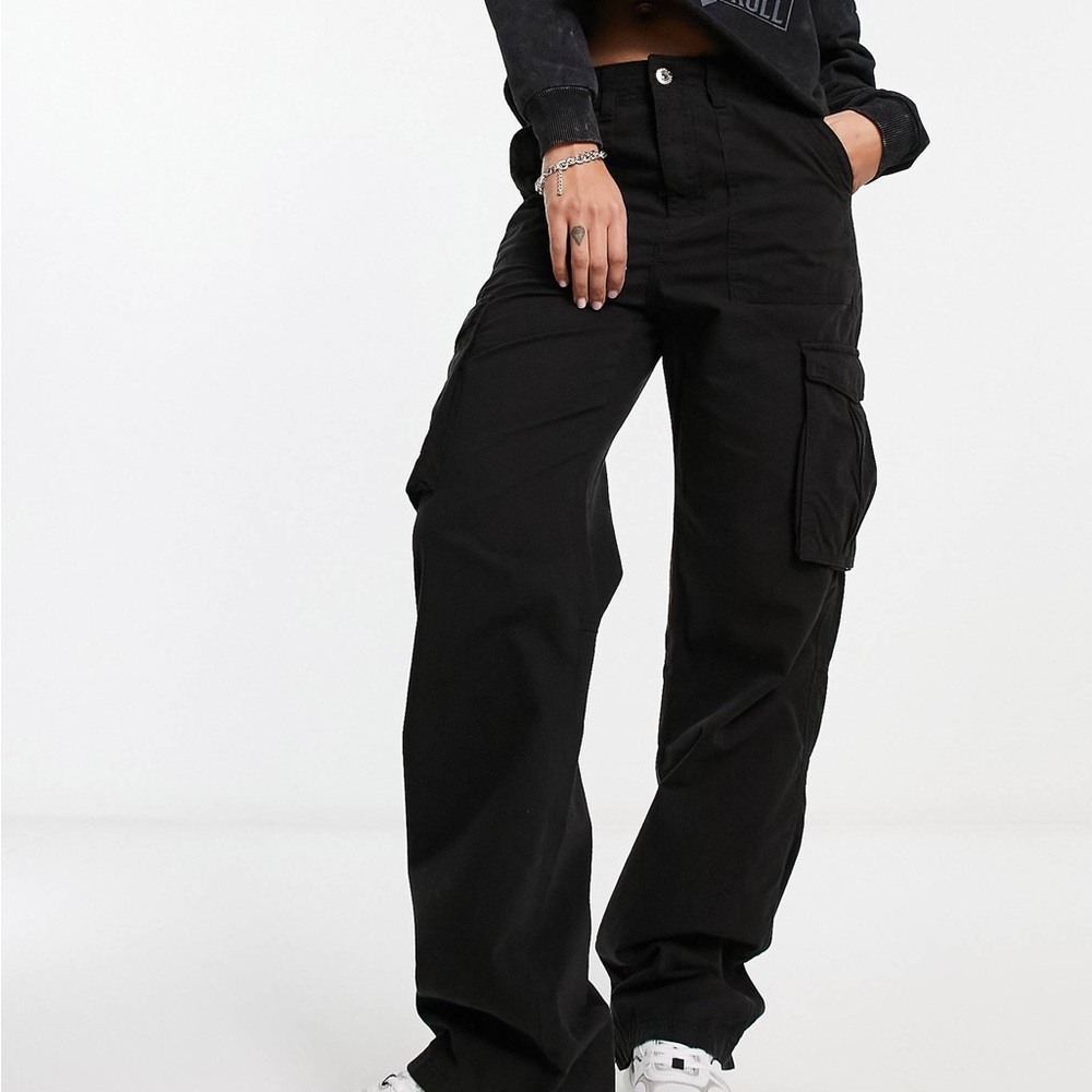 Bershka Denim Black Cargo Jeans/Pants - EUC